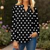 Women's Fashionable And Casual Shirt Long Sleeve V-neck Button Printed Blouse Top
