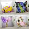 Home Decor Colorful Flowers Floral Pattern Pillow Covers Pattern Cushion Cover Suitable For Sofa Bedroom Car Pillow Cover
