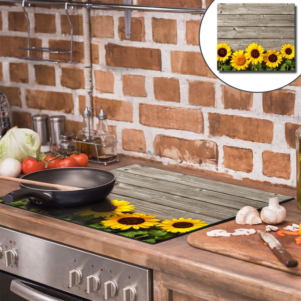 GLASS PROTECTIVE PLATE FOR STOVE 60x52 FLOWERS