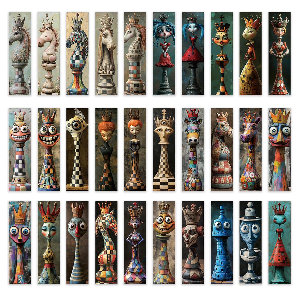 32pcs, Mysterious Chess Bookmark, Back To School Season, Christmas, Halloween, Suitable for Teachers, Readers, and Birthdays.