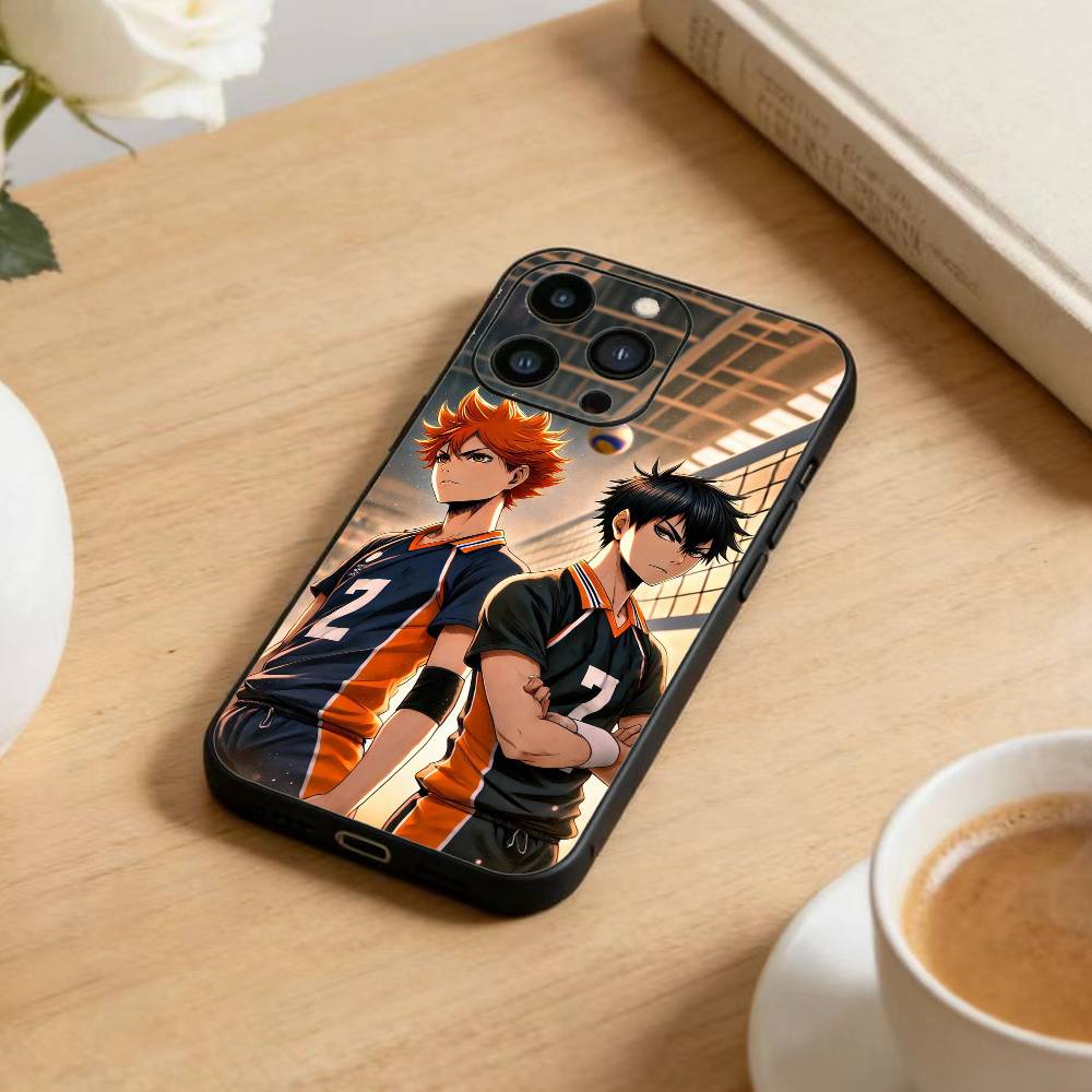Аниме H-Haikyuu Хината Сёё Чехол для телефона для iPhone17,16,15,14,13,12 Plus,Max Мягкий силиконовый Черный чехол