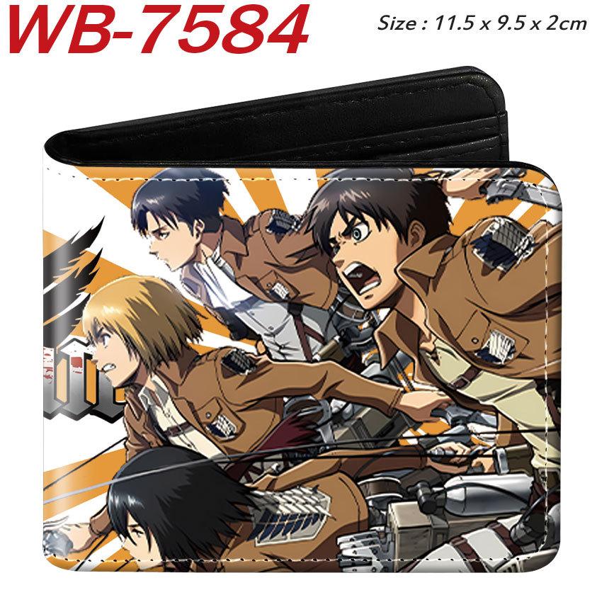 Attack on Titan Anime Folding Leather Wallet Short Card Holder Cartoon Game Peripheral for Men Women Brown
