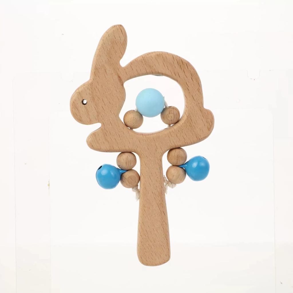 Baby Wooden Rattle Hand Teething Wooden Ring Makes A Sound Montessori Educational Toy Ages 6mo+