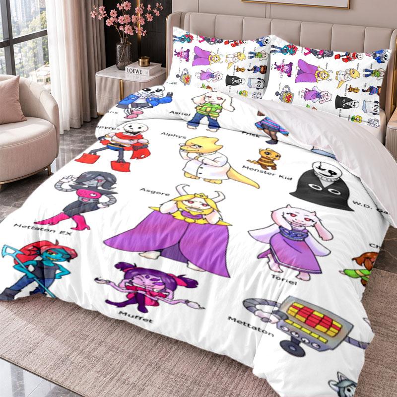 Undertale 3Pcs Bedding Set Duvet Cover With Two Pillowcases For Bedroom Home Decoration