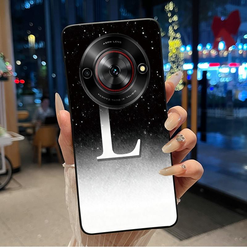 Anti-scratch Soft Case For ZTE Blade A75 5G/ Nubia Focus 5G Custom Name A to Z Letter With Flower Starry Sky Pattern Casing