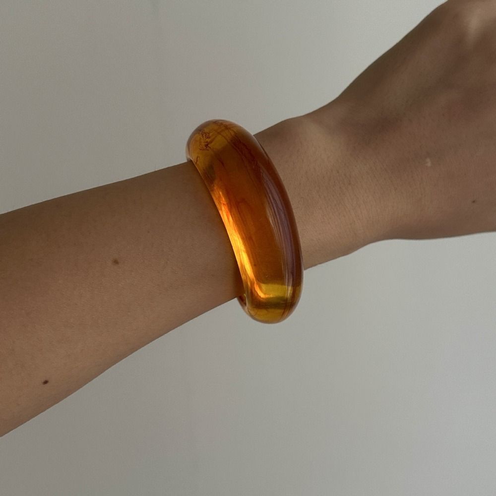 Transparent Acrylic Open Bangle Bohemian Retro Hand Ring Cute Cuff Wide Bracelet Women