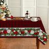 Christmas Tablecloth Dining Table Decor - Printed Festive Cover Washable Heat Resistant Rectangle Linen
