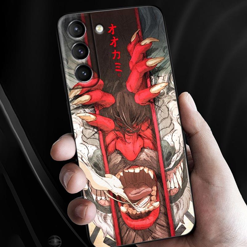 Япония Они Самурай Йокай Маска Дракон Чехлы Для Samsung Galaxy S24 Ultra S21 FE S23 S20 S22 Ultra S10 Plus Чехол Мягкий Funda Чехлы