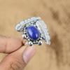 Natural Lapis Lazuli Gemstone Multi Stone Blue Adjustable Ring 925 Silver