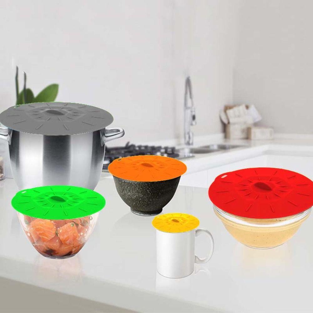 5Pcs Heat Resistant Suction Cover Spill-proof Pot Lid Household Microwave Bowl Cover Cup
