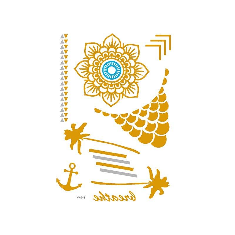 Yh ретро большая бронзовая татуировка наклейка водонепроницаемая татуировка наклейка Amazon набор горячая серебристая цветная печать наклейка