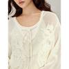INMAN Women's Bohemian Embroidered Drop-Shoulder V-Neck Knit Sweater