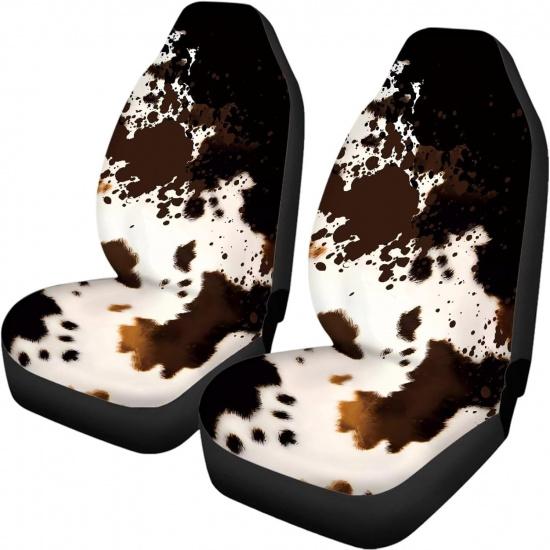Чехлы на автомобильные сиденья с принтом коричневой коровы, 4 шт., Чехлы на передние и заднее сиденья автомобиля, Универсальные эластичные подушки на сиденья автомобиля, Защита салона автомобиля