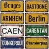 [MyPlate] Vintage Berlin Caen City Road 15x30cm Plate Tin Sign Metal Sign Plaque Home Decoration Shop Bar Pub Poster Metal Wall
