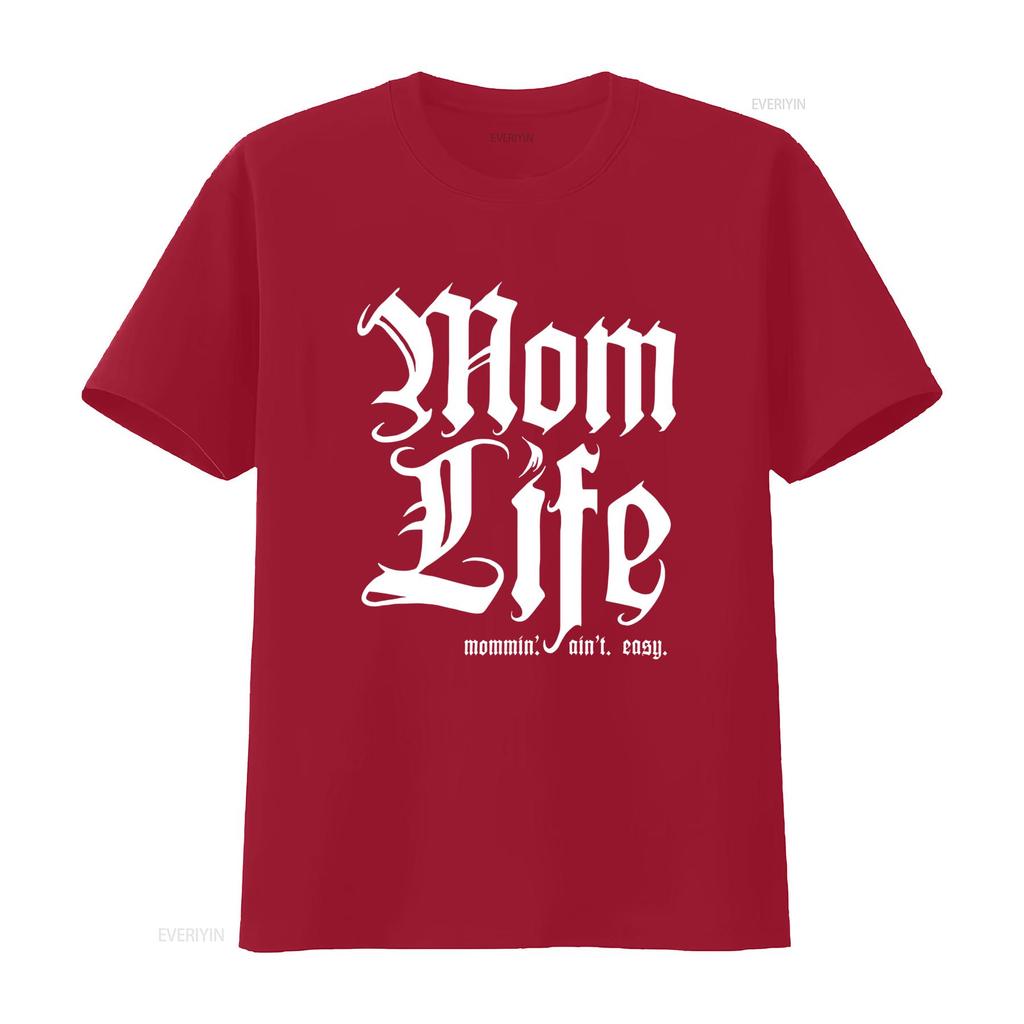 Gothic Streetwear Mom Life Mommin Aint Easy Slogan Print Casual T Shirt vintage Washed Unisex Comfortable Stretched fashion