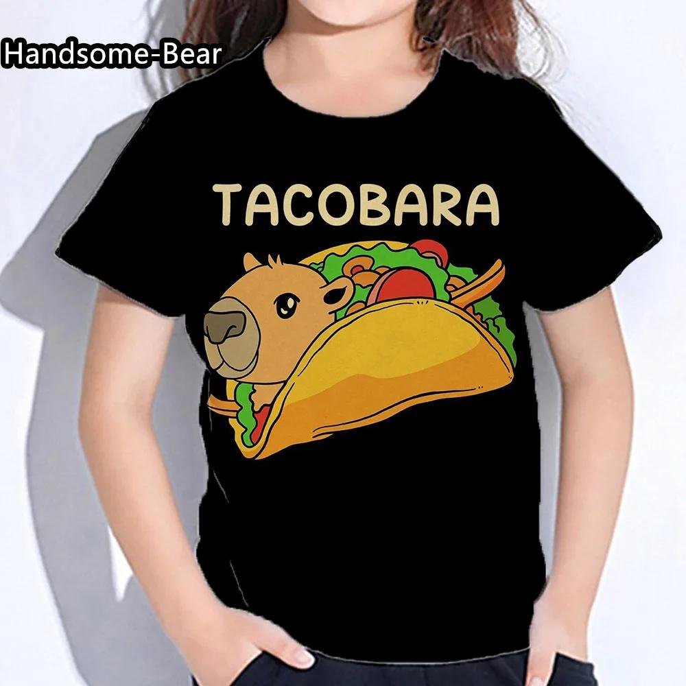 Детская одежда капибара летняя футболка с круглым вырезом для девочек