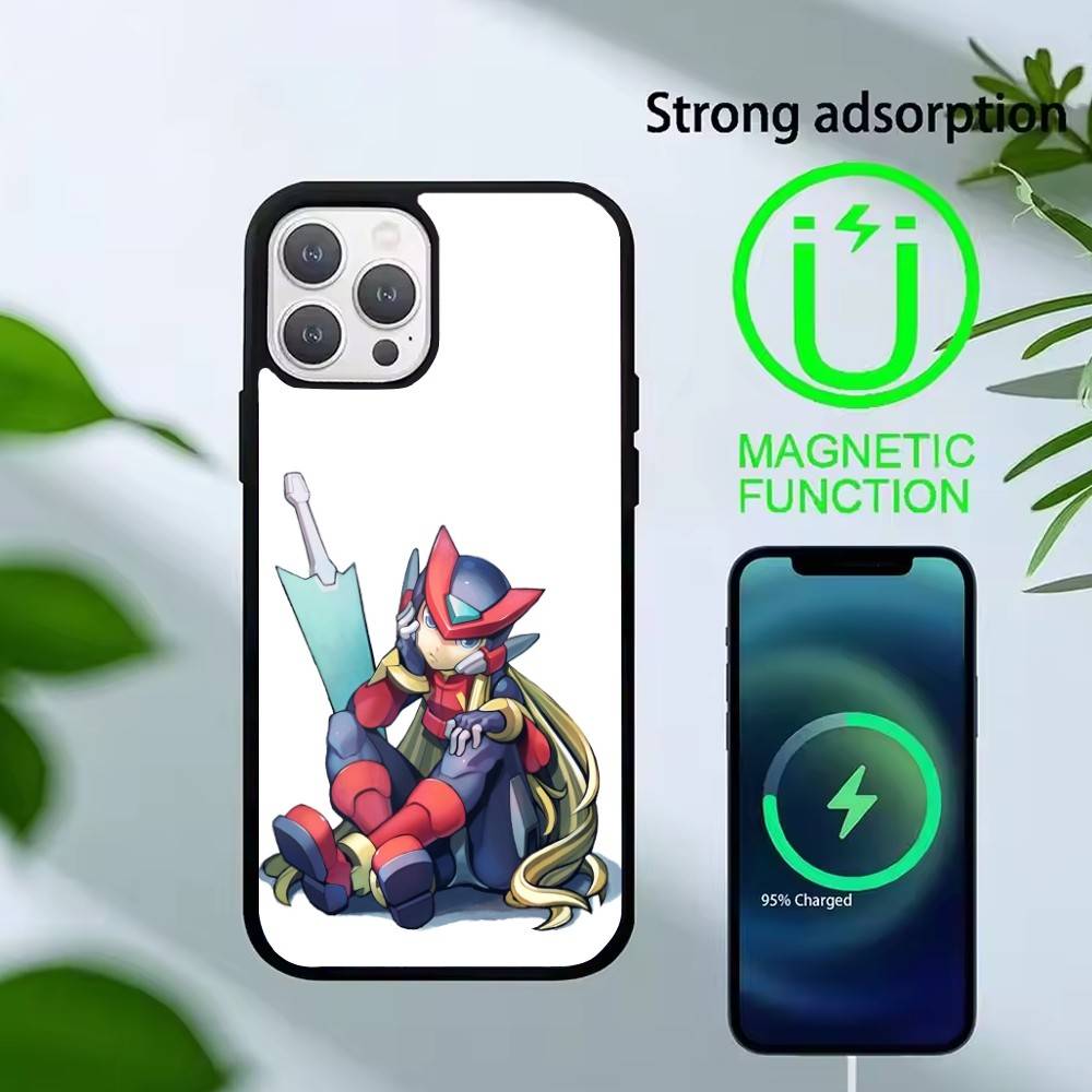 K-Mega Man Anime Phone Case For iPhone17,16,15,14,13 Plus,Pro Max Magnetic For Magsafe Wireless Charging