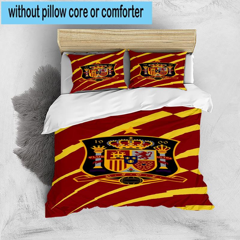 3pcs Spain's Royal Emblem Printed Bedding Set Duvet Cover Closure Includes 1 Duvet Cover & 2 Pillowcases Bedding Sets Home Decor Gifts