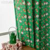 1PC LOZUJOJU Christmas Style Semi Blackout Curtains Santa Claus and Elk Pattern Green Curtains for Living Room Bedroom Balcony Window Home Decor