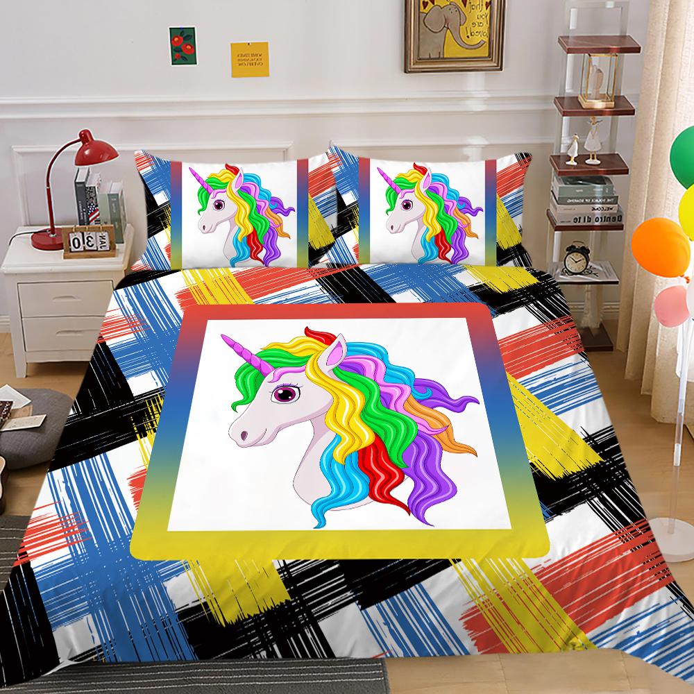 2023 Новый стиль Единорог Картина Мягкое постельное белье Комплект пододеяльников Уникальный дизайн Детское постельное белье для подростков Наволочка