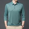 Мужская футболка весна-осень, новая, для среднего возраста, деловая, повседневная, с длинными рукавами и лацканами, рубашка-поло в стиле папы