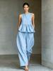 1116 summer new, suit women's sleeveless ruffle top + loose wide-leg pants two-piece commute