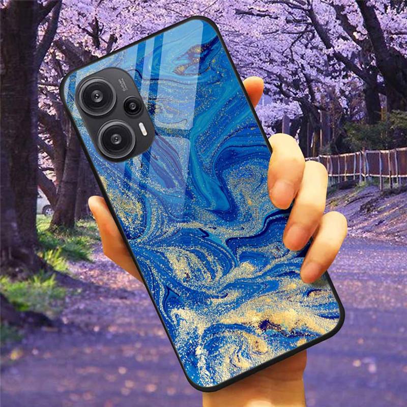 Для Xiaomi Poco F5 5G / F5Pro Чехол Закаленное Стекло Озеро Луна Жесткая Защитная Крышка для POCO F5 Pro Capas Funda на PocoF5 Роскошный Coque