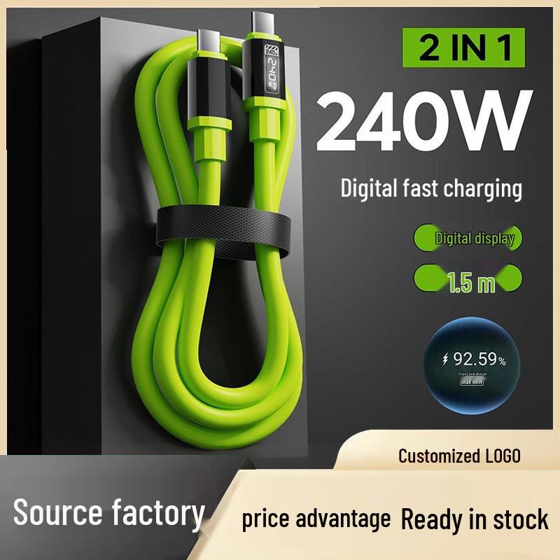Кабель Type-C для быстрой зарядки 240 Вт с дисплеем реального времени для Apple 15/16, Huawei и Android