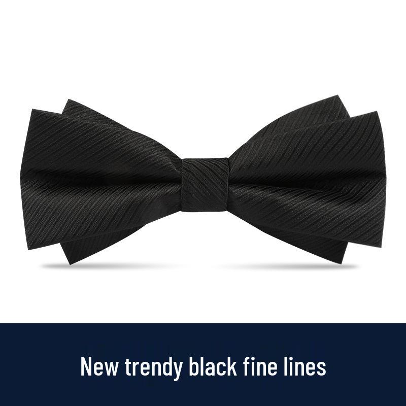 Men's Burgundy & Black Bow Tie for Weddings - British Korean Style