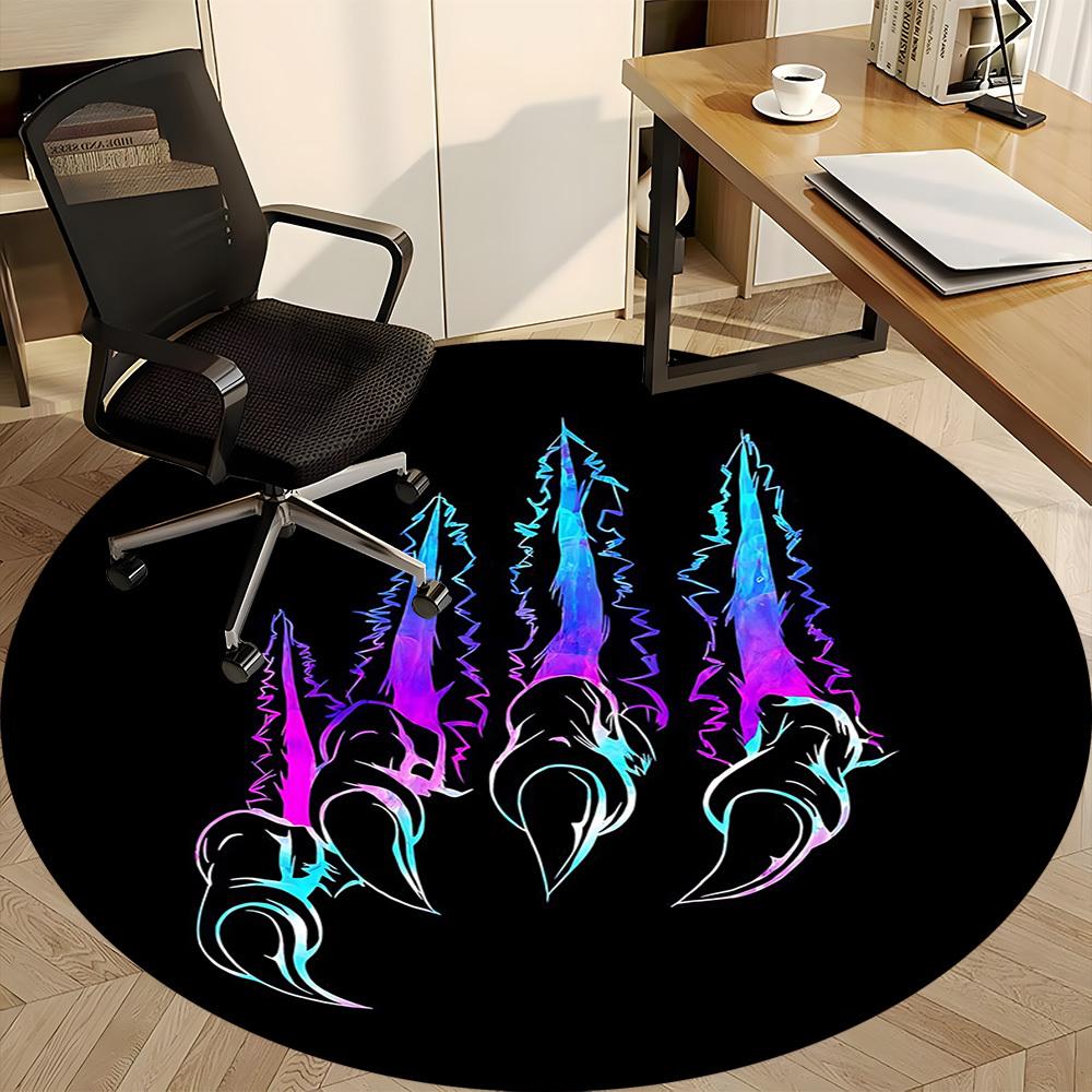 1pc Claw Marks Office Round Area Rug,  Mat Suitable For Office, Under Office Chairs Bedroom Living Room Home Decor, Room Deco