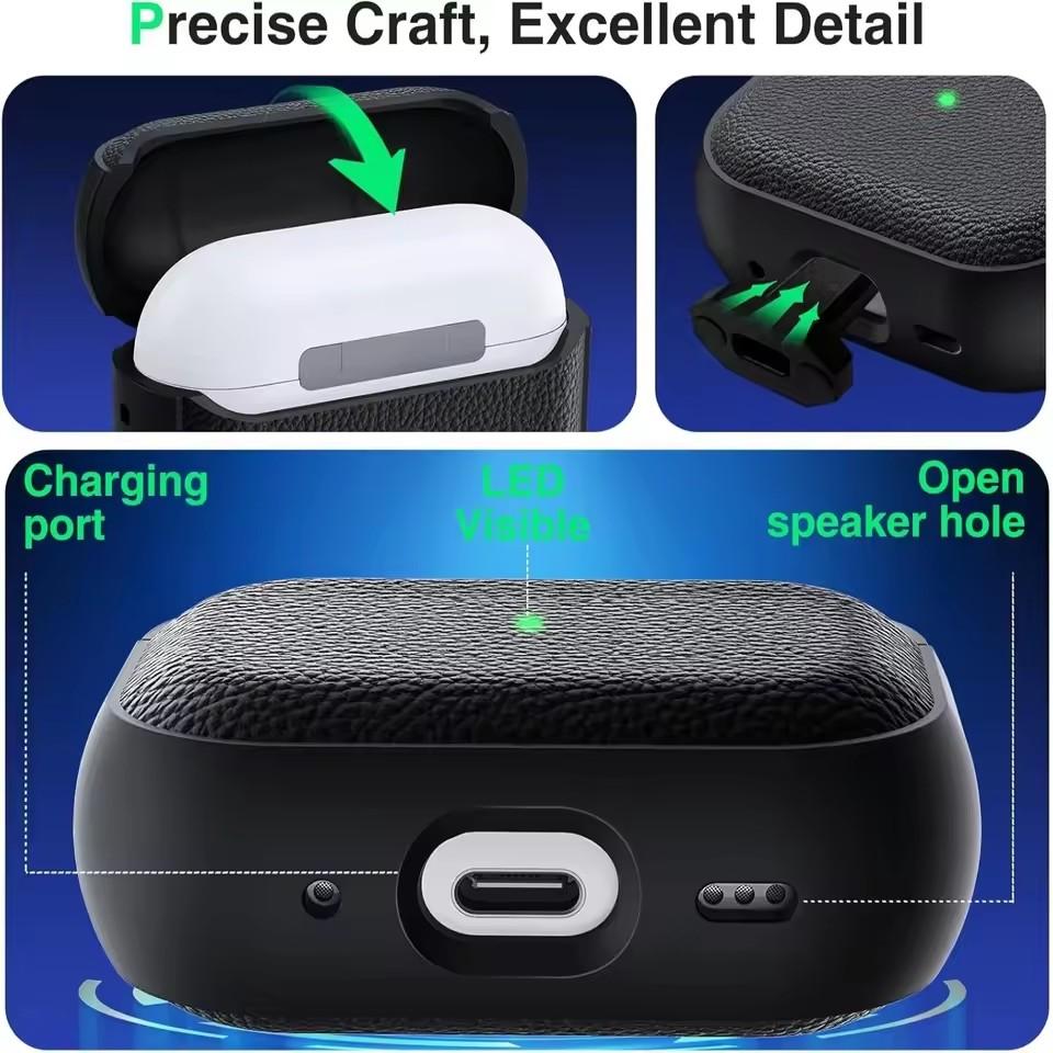 Чехол для наушников AirPods Pro3 с текстурой кожи из ТПУ, ударопрочный защитный чехол с брелоком для Apple Airpods Pro 3-го поколения