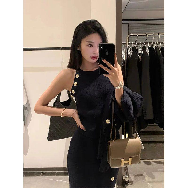 2025 Autumn/Winter Women's Chic Black Dress Set