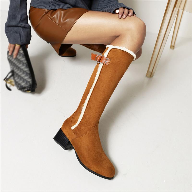 Women's High Heel Boots Autumn and Winter New European and American Style Thick Heel Suede Large Size Women's Boots