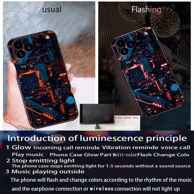 Крутой светящийся чехол для телефона с платой в стиле Circuit Board для Xiaomi 15T 14T 13T 12T Pro POCO F8 F7 Ultra X7 X8 Pro Стеклянный светодиодный чехол Funda