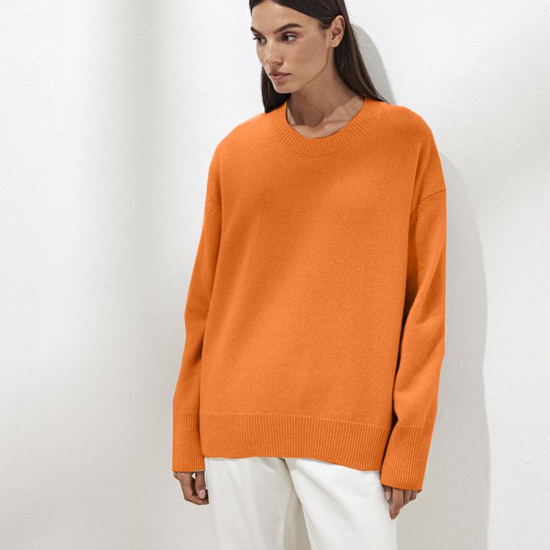 Women's Solid Color Round Neck Sweater 2025 - Soft Knit Top
