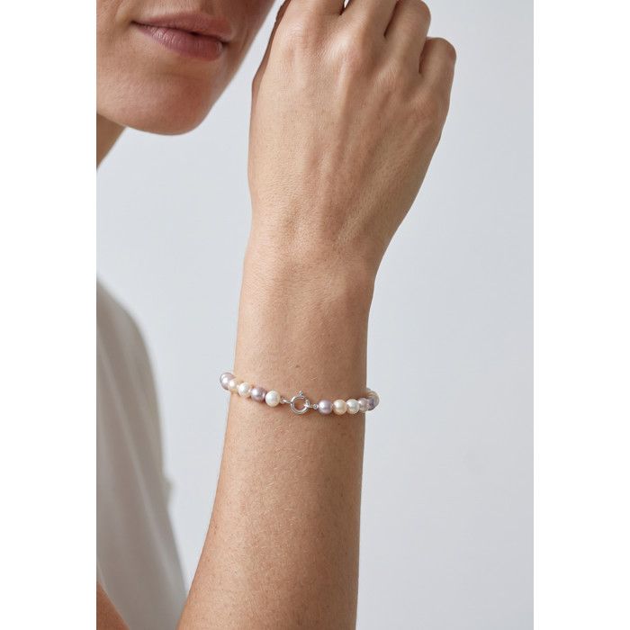 Bracelet - Pearls & Colors - Véritables Perles de Culture 4-5 mm - Argent 925 - Multicolore - Femme