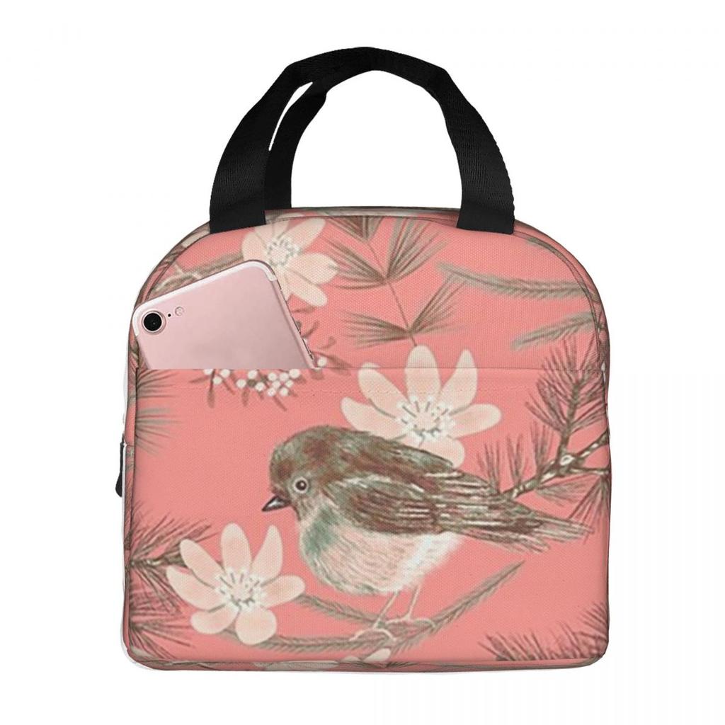 Vintage Bird And Botanical Branch Insulated Lunch Bag for School Cooler Thermal Food Box Tote Leakproof Lunch Boxes Container