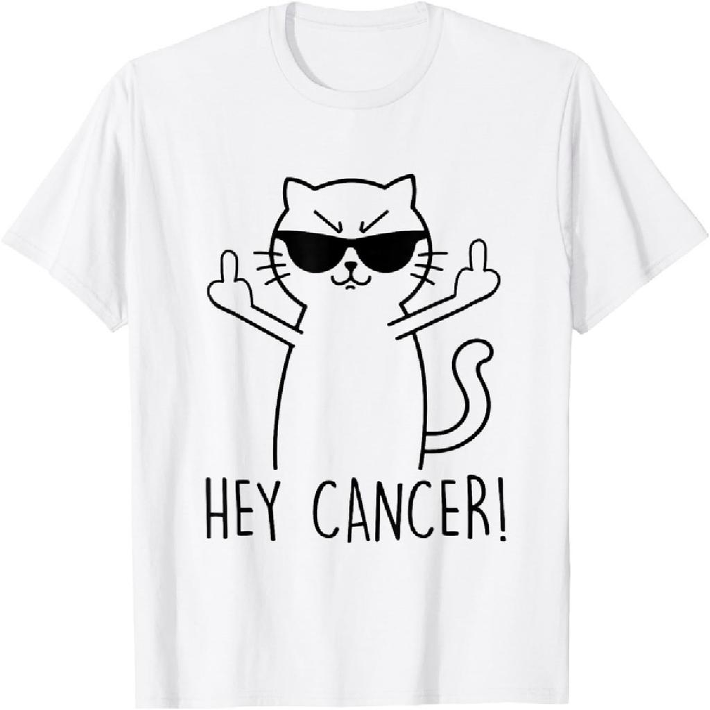 Эй, Рак, пошел ты, смешной мем-кот, средний палец, Fck Cancer, футболка