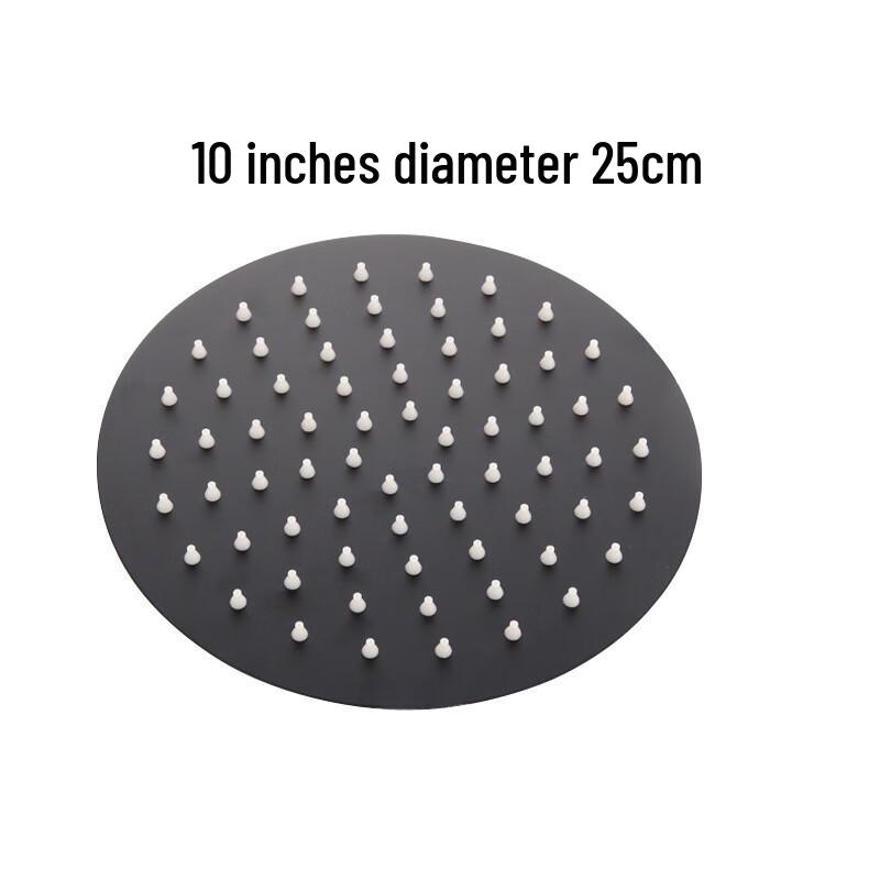 MDNG 10-inch Round Black Rain Shower Head