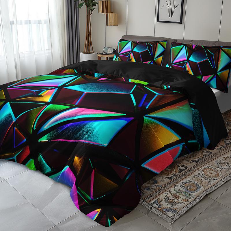 Colorful Geometric Abstract Pattern Duvet Cover Set All-Season Home High-Definition Print Cozy Bedding Stylish Duvet Bedding