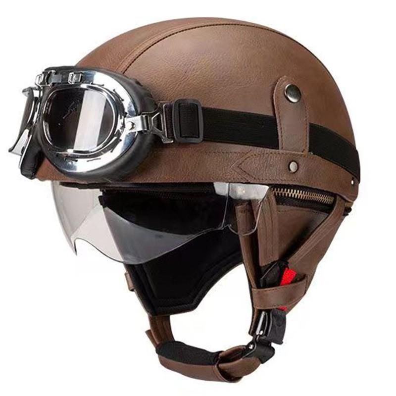 Vintage-Style Open Face Motorcycle Helmet Adults Unisex ABS Half With 3C Certification