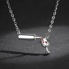 Wine Bottle and Glass Necklace  Wine Cup Necklace Shiny Ladies Necklace