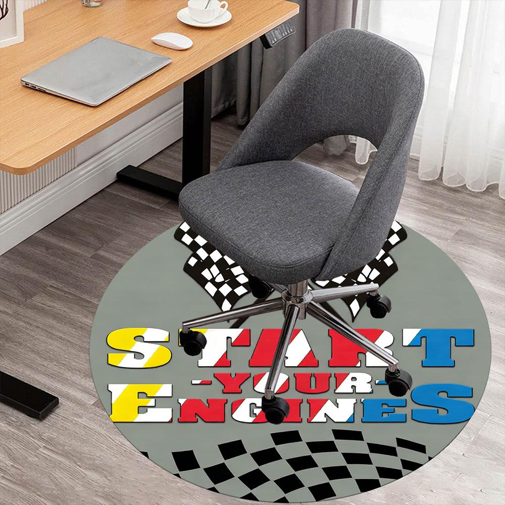 1PC START YOUR ENGINES Office Round Area Rug, Under Office Chairs Bedroom Living Room Home Decor,Carpet for Office, -1110250
