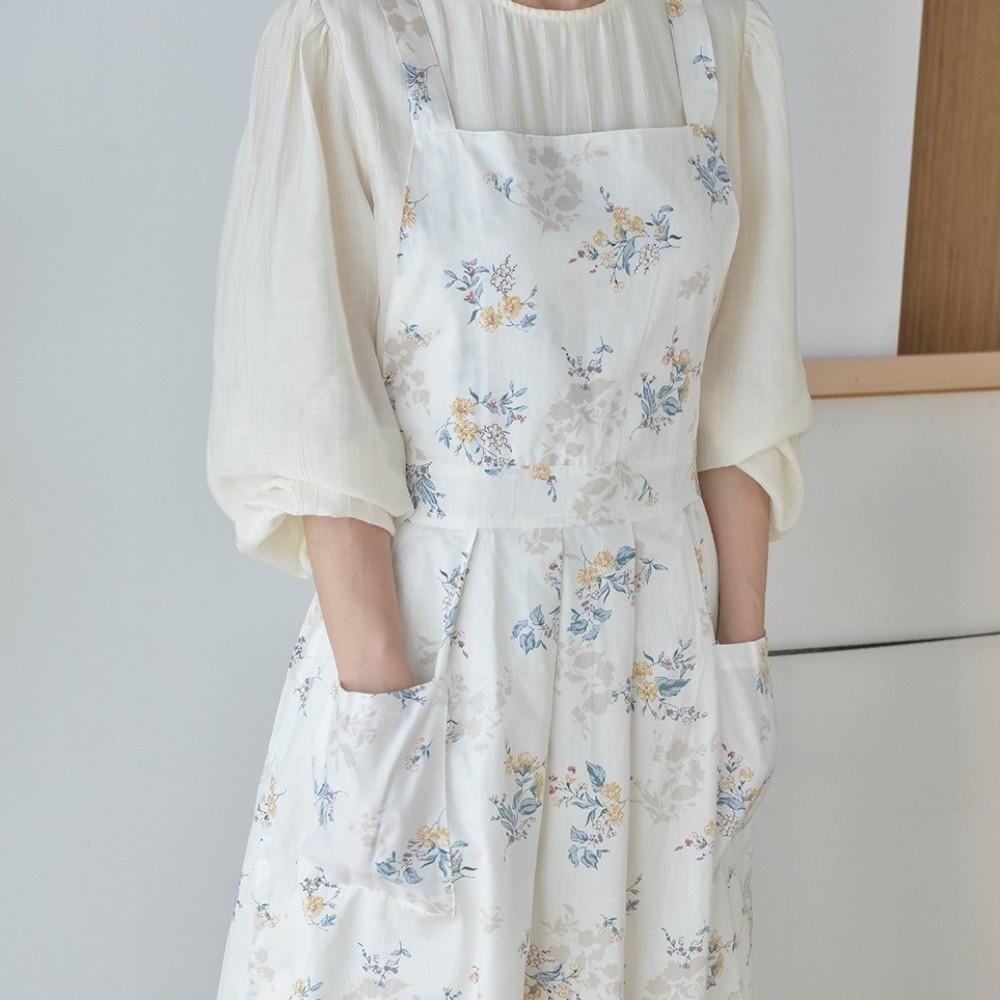 Pure Cotton Cotton Apron Floral Pattern Korean-style Apron Vintage Girls Apron Gardening Works