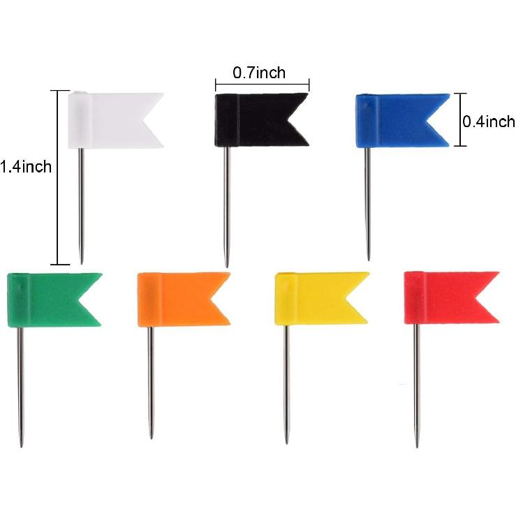 100PCS Map Flag Push P, Newlan Colorful Map Tacks Push P, Flag Tacks with Steel Points - 7 Colors