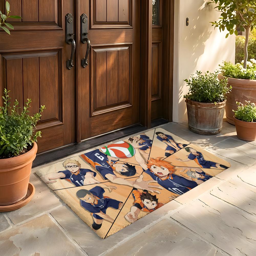Floor Mat Soft Flannel Rug Non Slip Absorbent Mat for Bathroom Bedroom Home Decor Hot blooded Anime H Haikyuu
