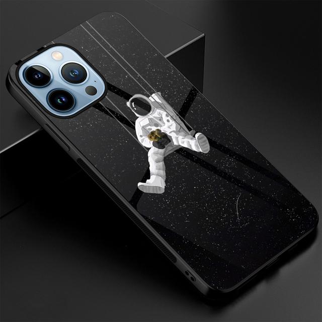 Милый чехол с изображением астронавта из мультфильма для Iphone 14 13 12 11 Pro Max Mini Xs Xr X 7 8 6s Plus Se 2022, стеклянный защитный чехол Fundas