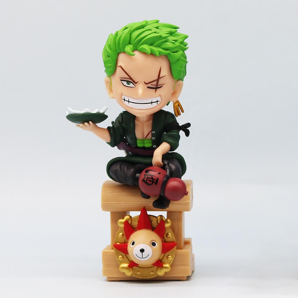 One Piece Q Version Луффи Санджи сидячая поза фигурка модель автомобиля настольный орнамент аксессуары мультфильм декор игрушки