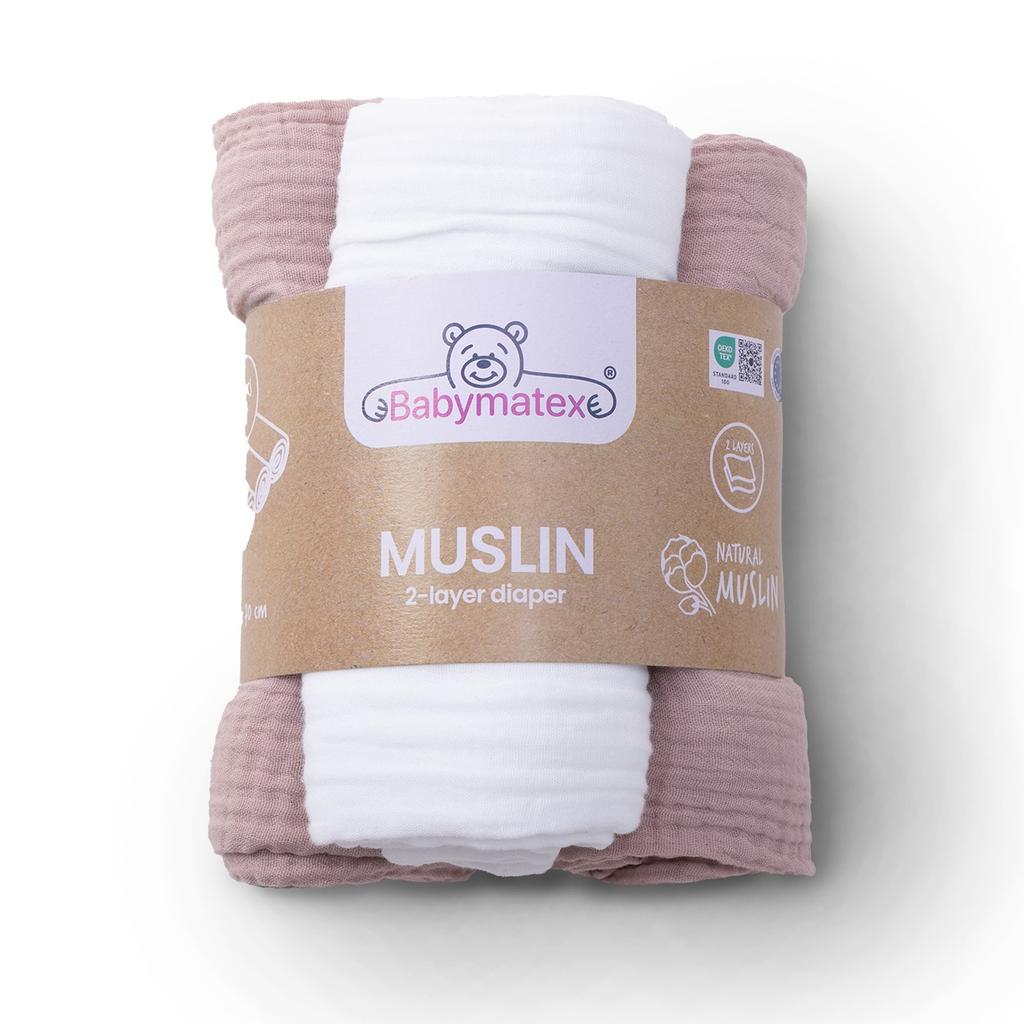 Diaper 70x80 muslin 3 pcs. color 12 dirty pink
