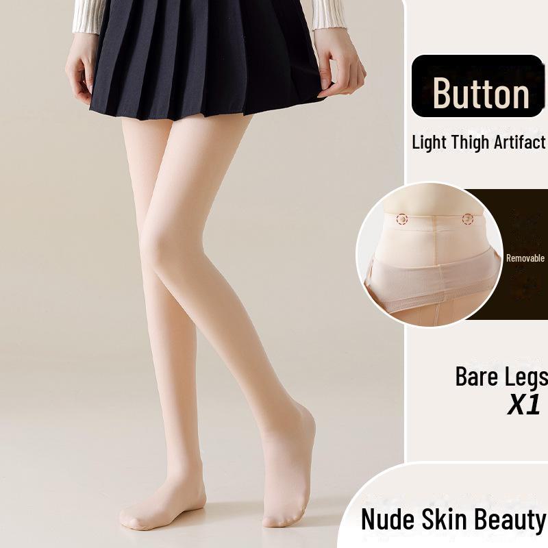 Женские черные шелковые двухслойные колготки с плюшем на осень/зиму